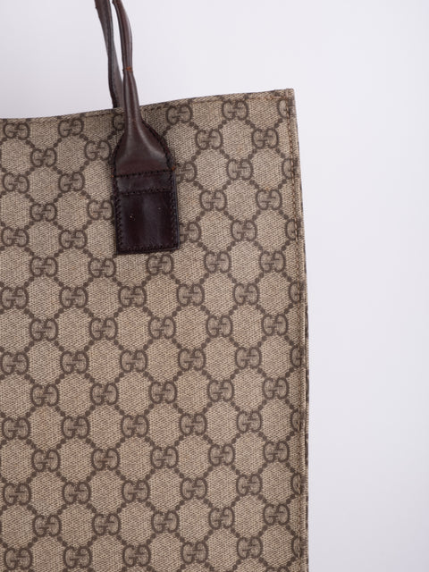 Gucci GG Vintage Brown Vertical Tote Bag