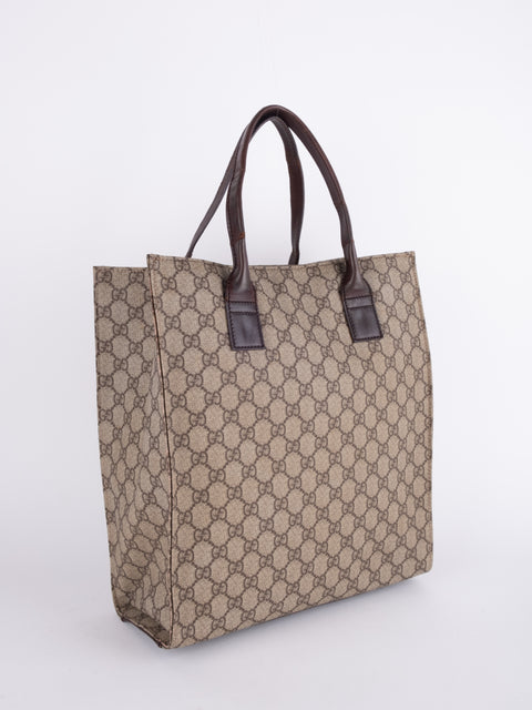 Gucci GG Vintage Brown Vertical Tote Bag