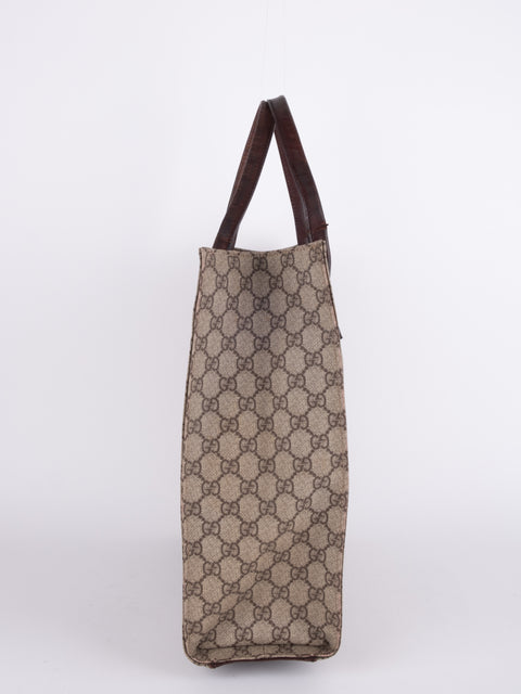 Gucci GG Vintage Brown Vertical Tote Bag