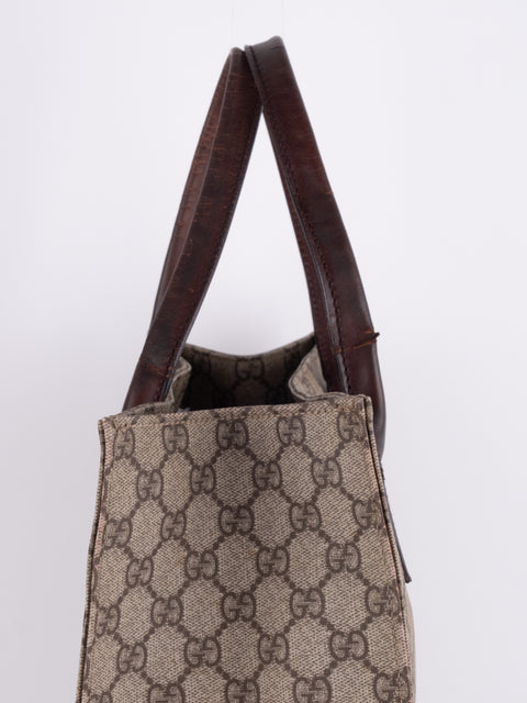 Gucci GG Vintage Brown Vertical Tote Bag