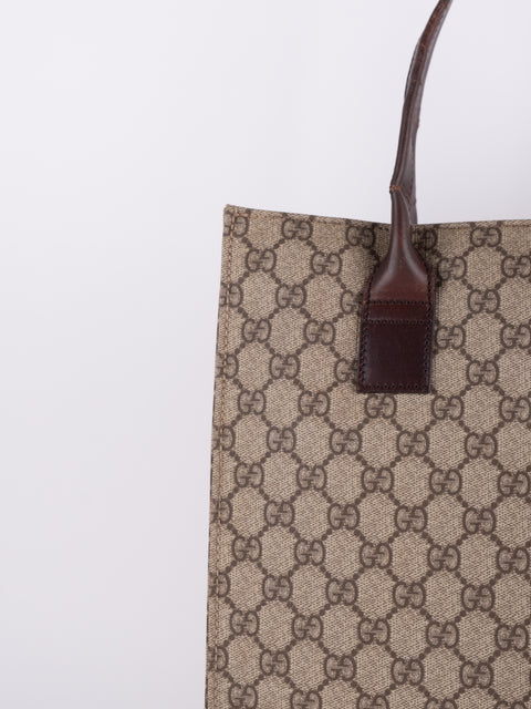 Gucci GG Vintage Brown Vertical Tote Bag