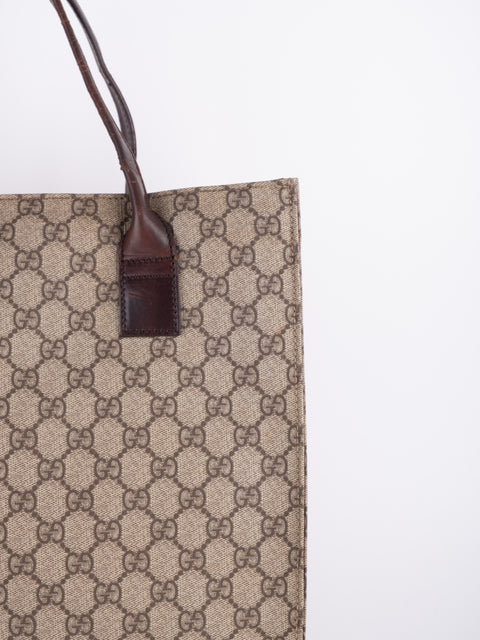 Gucci GG Vintage Brown Vertical Tote Bag