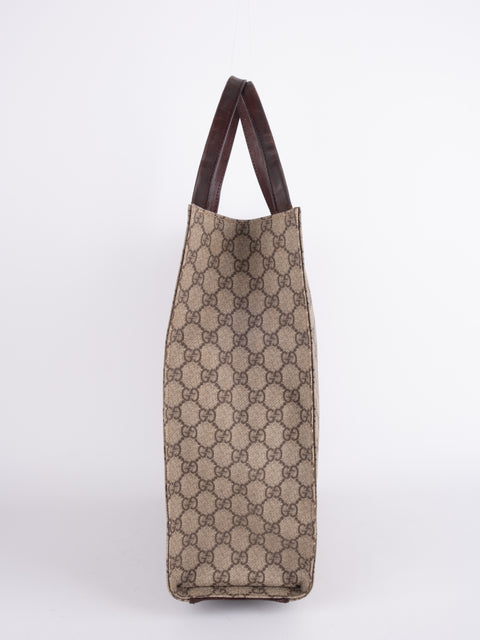 Gucci GG Vintage Brown Vertical Tote Bag