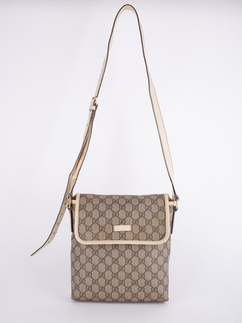 Gucci GG Vintage Beige Flap Crossbody Bag