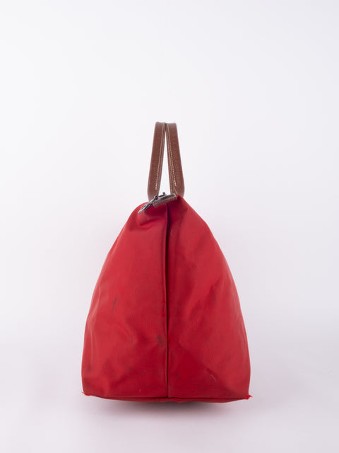 LONGCHAMP Vintage Le Pliage Coral Red Medium Handbag