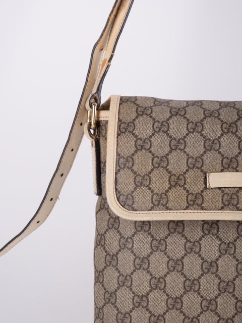 Gucci GG Vintage Beige Flap Crossbody Bag
