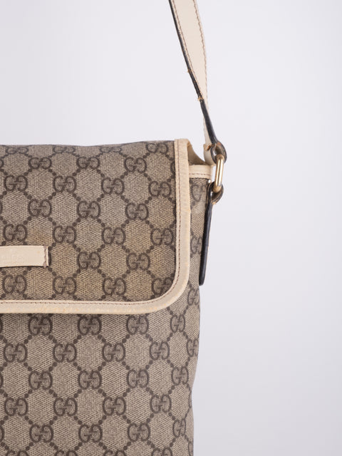 Gucci GG Vintage Beige Flap Crossbody Bag