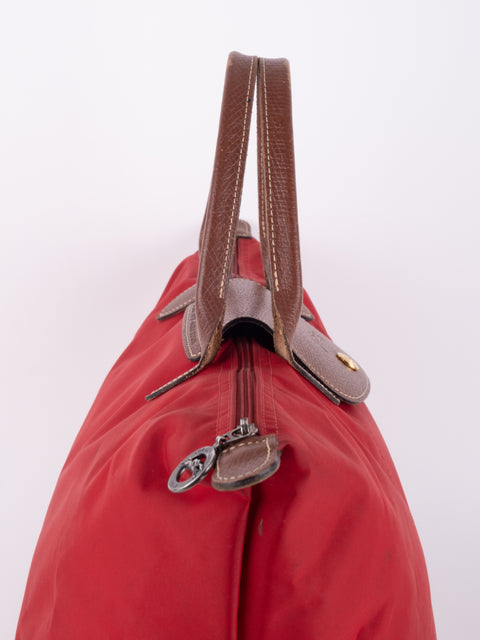 LONGCHAMP Vintage Le Pliage Coral Red Medium Handbag