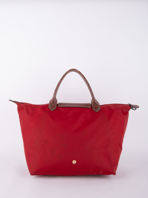 LONGCHAMP Vintage Le Pliage Coral Red Medium Handbag