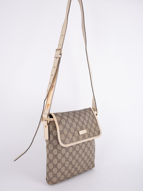 Gucci GG Vintage Beige Flap Crossbody Bag
