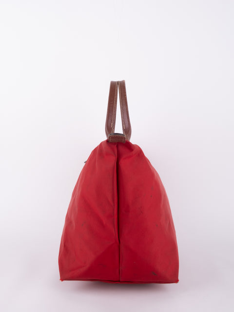 LONGCHAMP Vintage Le Pliage Coral Red Medium Handbag