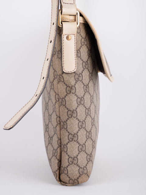 Gucci GG Vintage Beige Flap Crossbody Bag