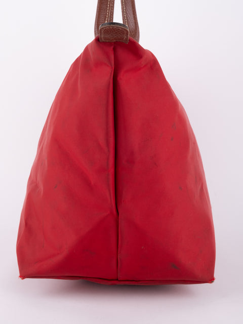 LONGCHAMP Vintage Le Pliage Coral Red Medium Handbag