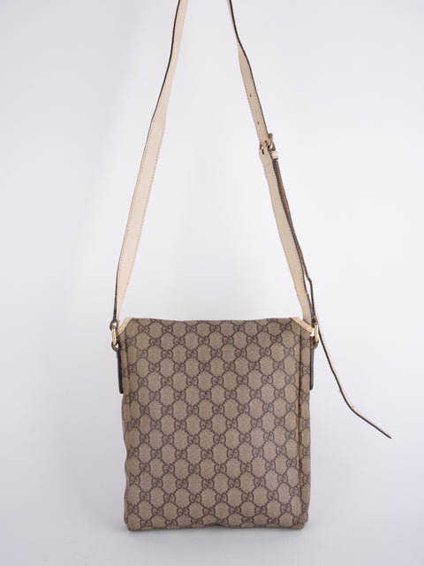 Gucci GG Vintage Beige Flap Crossbody Bag