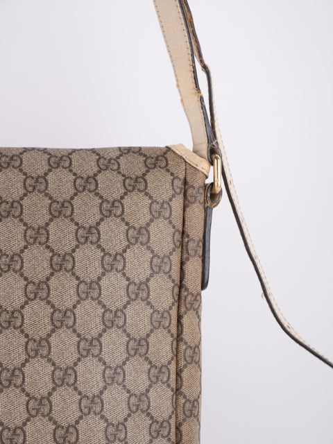 Gucci GG Vintage Beige Flap Crossbody Bag