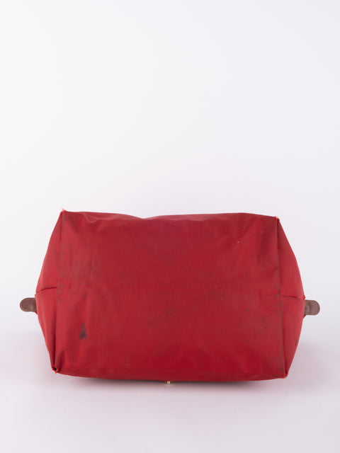 LONGCHAMP Vintage Le Pliage Coral Red Medium Handbag
