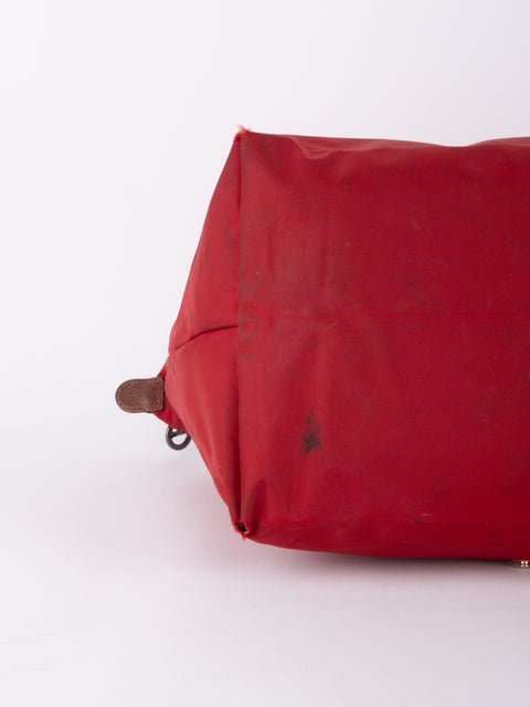 LONGCHAMP Vintage Le Pliage Coral Red Medium Handbag