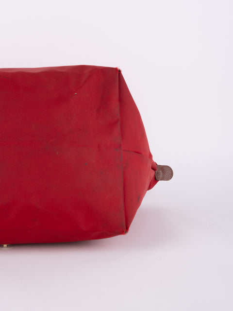 LONGCHAMP Vintage Le Pliage Coral Red Medium Handbag