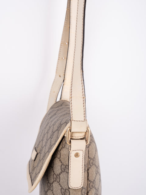 Gucci GG Vintage Beige Flap Crossbody Bag