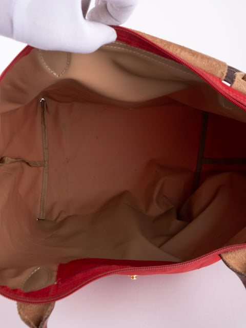 LONGCHAMP Vintage Le Pliage Coral Red Medium Handbag
