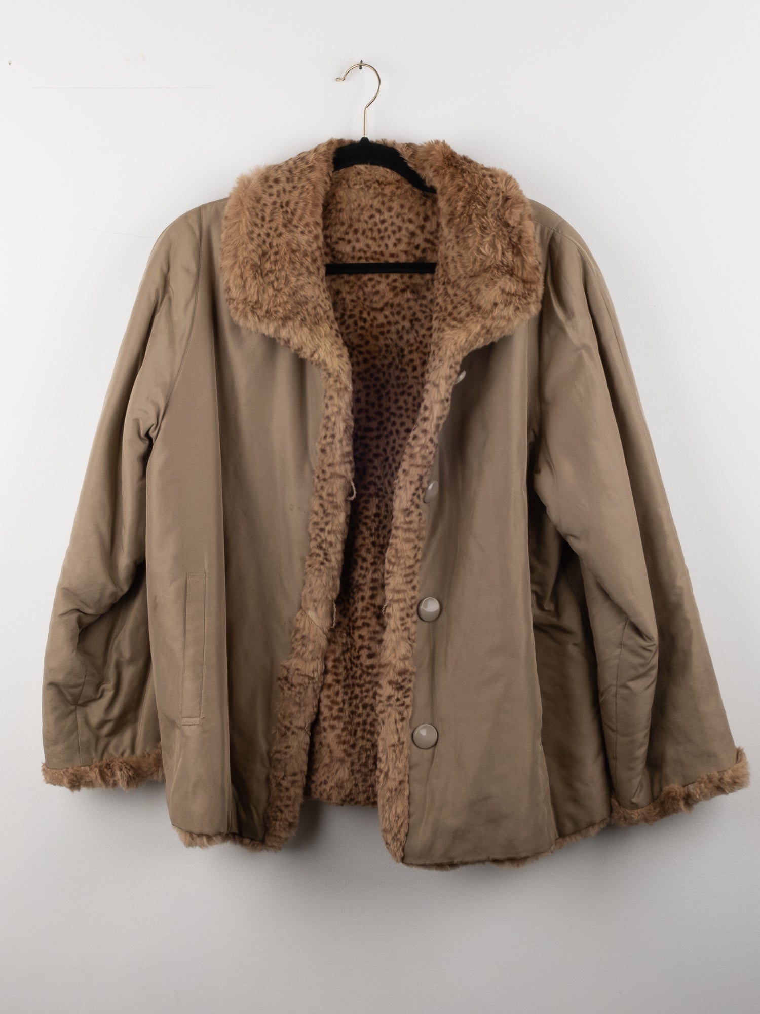 Beige Coat with Fur Trim