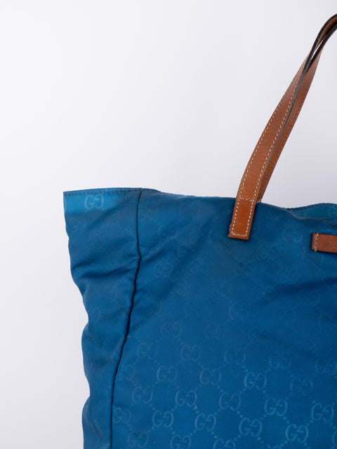 GUCCI Vintage Blue Monogram Tote Bag