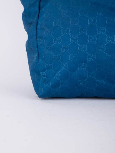 GUCCI Vintage Blue Monogram Tote Bag