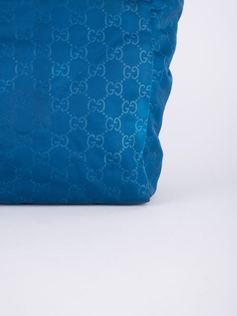 GUCCI Vintage Blue Monogram Tote Bag