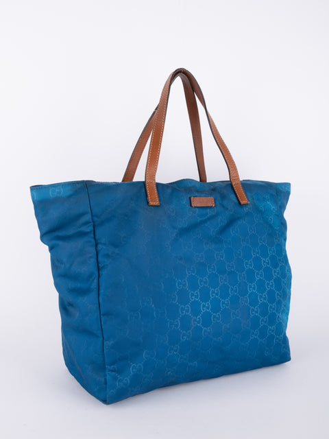 GUCCI Vintage Blue Monogram Tote Bag