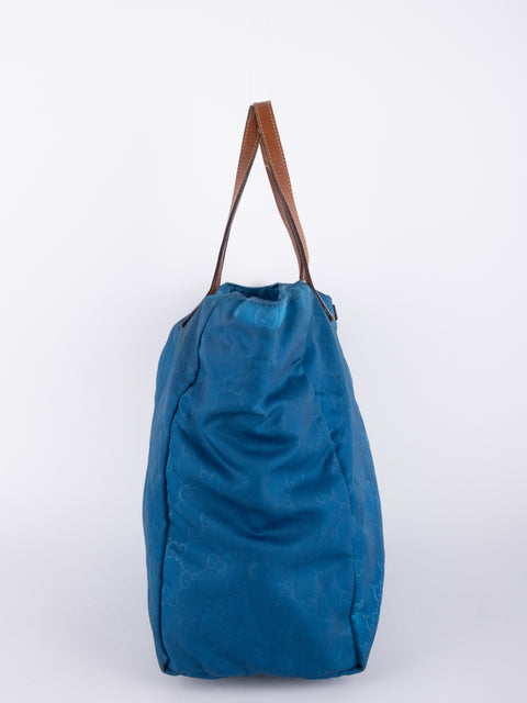 GUCCI Vintage Blue Monogram Tote Bag