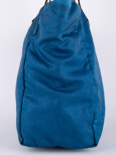 GUCCI Vintage Blue Monogram Tote Bag
