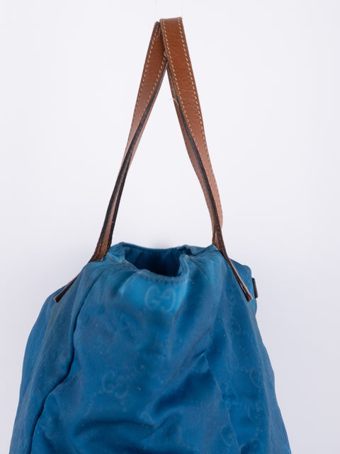 GUCCI Vintage Blue Monogram Tote Bag