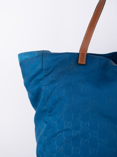 GUCCI Vintage Blue Monogram Tote Bag