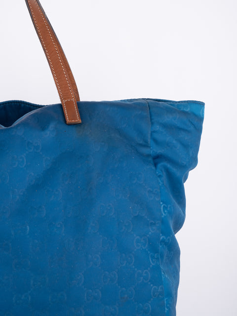 GUCCI Vintage Blue Monogram Tote Bag