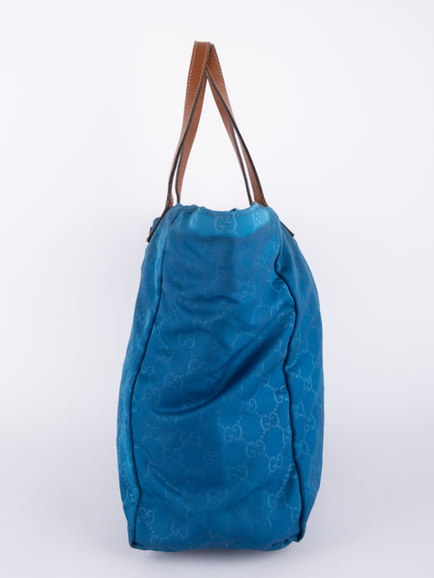 GUCCI Vintage Blue Monogram Tote Bag