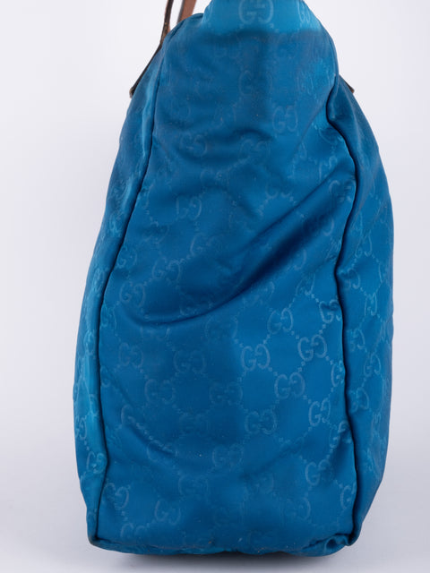GUCCI Vintage Blue Monogram Tote Bag