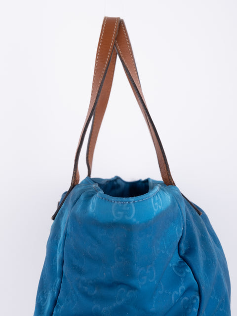 GUCCI Vintage Blue Monogram Tote Bag