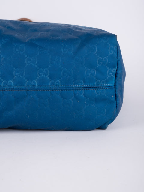 GUCCI Vintage Blue Monogram Tote Bag
