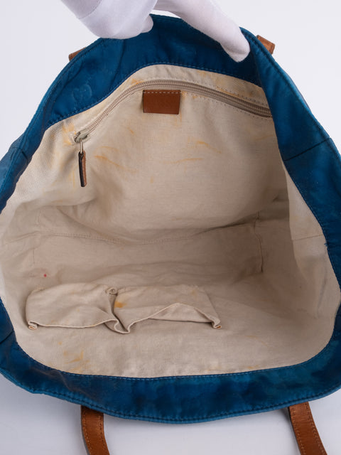 GUCCI Vintage Blue Monogram Tote Bag