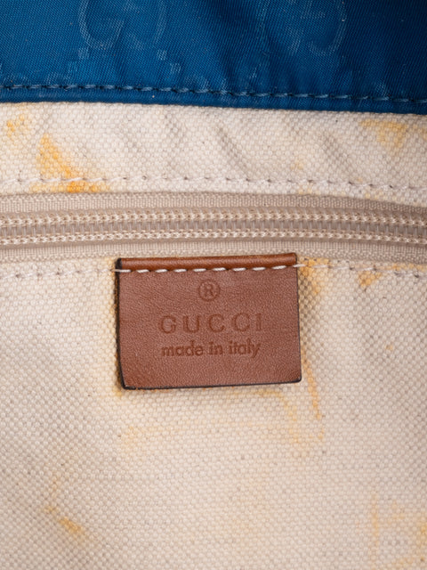 GUCCI Vintage Blue Monogram Tote Bag
