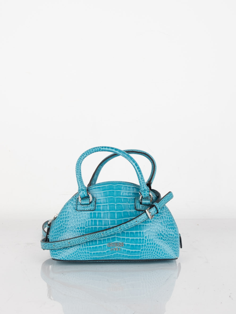 GUESS Light Blue Croc Embossed Mini Satchel