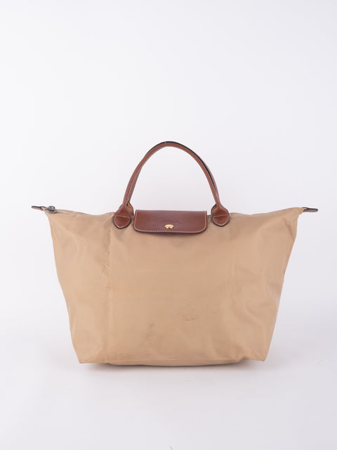 LONGCHAMP Vintage Le Pliage Beige Small Handbag
