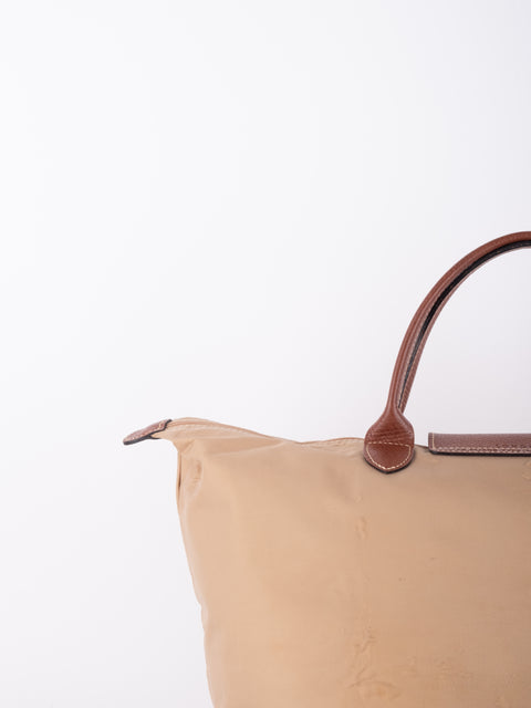 LONGCHAMP Vintage Le Pliage Beige Small Handbag
