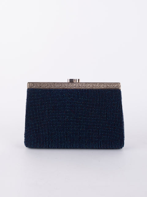 Vintage Handmade Beaded Evening Clutch Bag Black