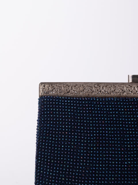 Vintage Handmade Beaded Evening Clutch Bag Black