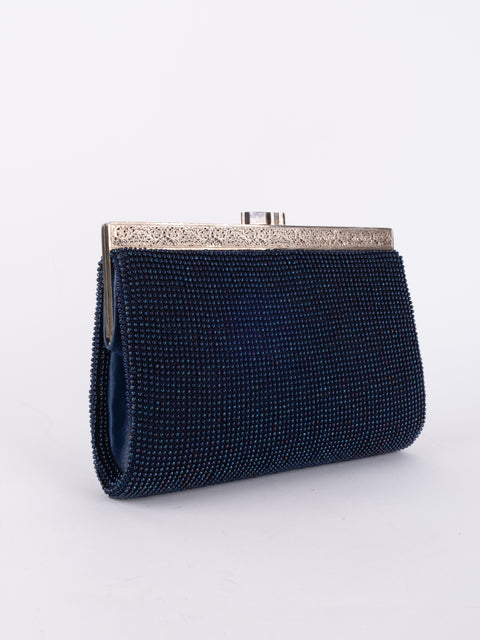 Vintage Handmade Beaded Evening Clutch Bag Black