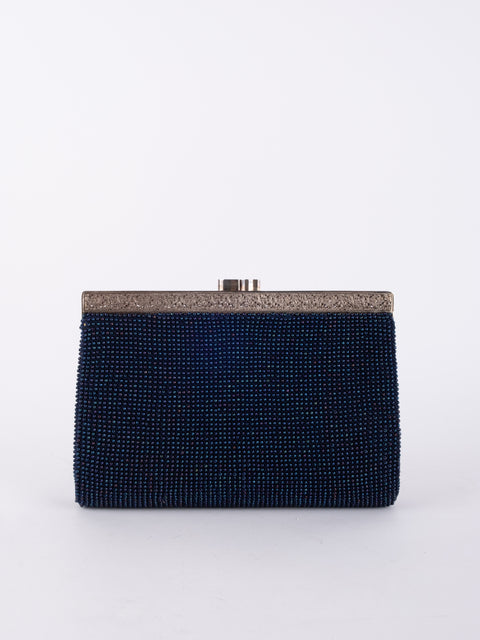 Vintage Handmade Beaded Evening Clutch Bag Black