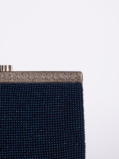 Vintage Handmade Beaded Evening Clutch Bag Black