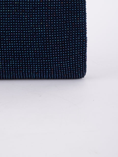 Vintage Handmade Beaded Evening Clutch Bag Black