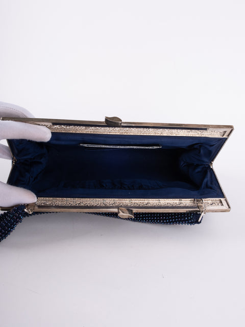 Vintage Handmade Beaded Evening Clutch Bag Black
